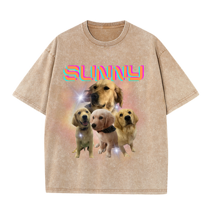 Unique Funny Pet Customized T-Shirt Washed Style