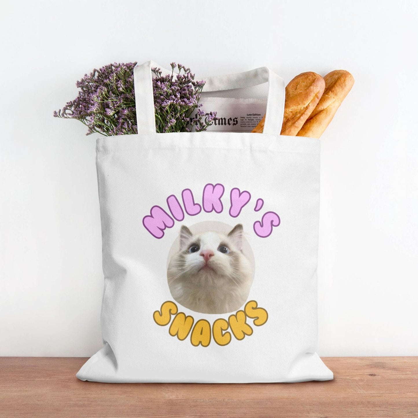 Customized Cute Puff Canvas Bag Tote Bag-Snacks