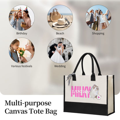 Customized Pet Photo Spliced Color Tote Bag