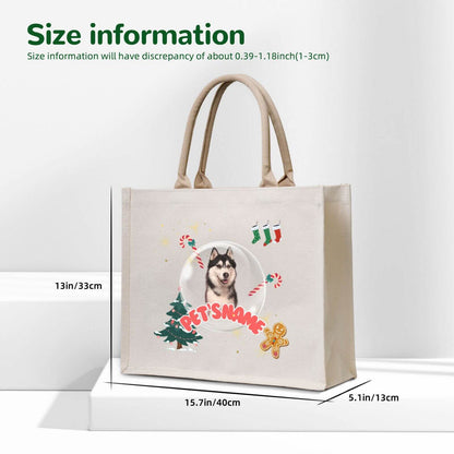 Customized Pet Photo Christmas Canvas Bag Tote Bag