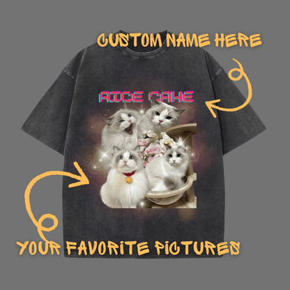 Unique Funny Pet Customized T-Shirt Washed Style