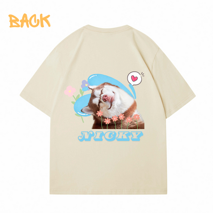 Wave Flowers Custom Back Printing Pet T-Shirt