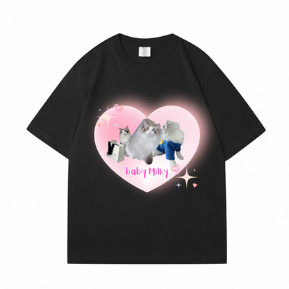 Pink Heart Digital Printing Custom Pet T-Shirt