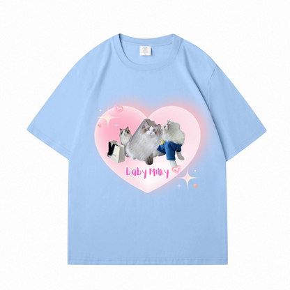 Pink Heart Digital Printing Custom Pet T-Shirt