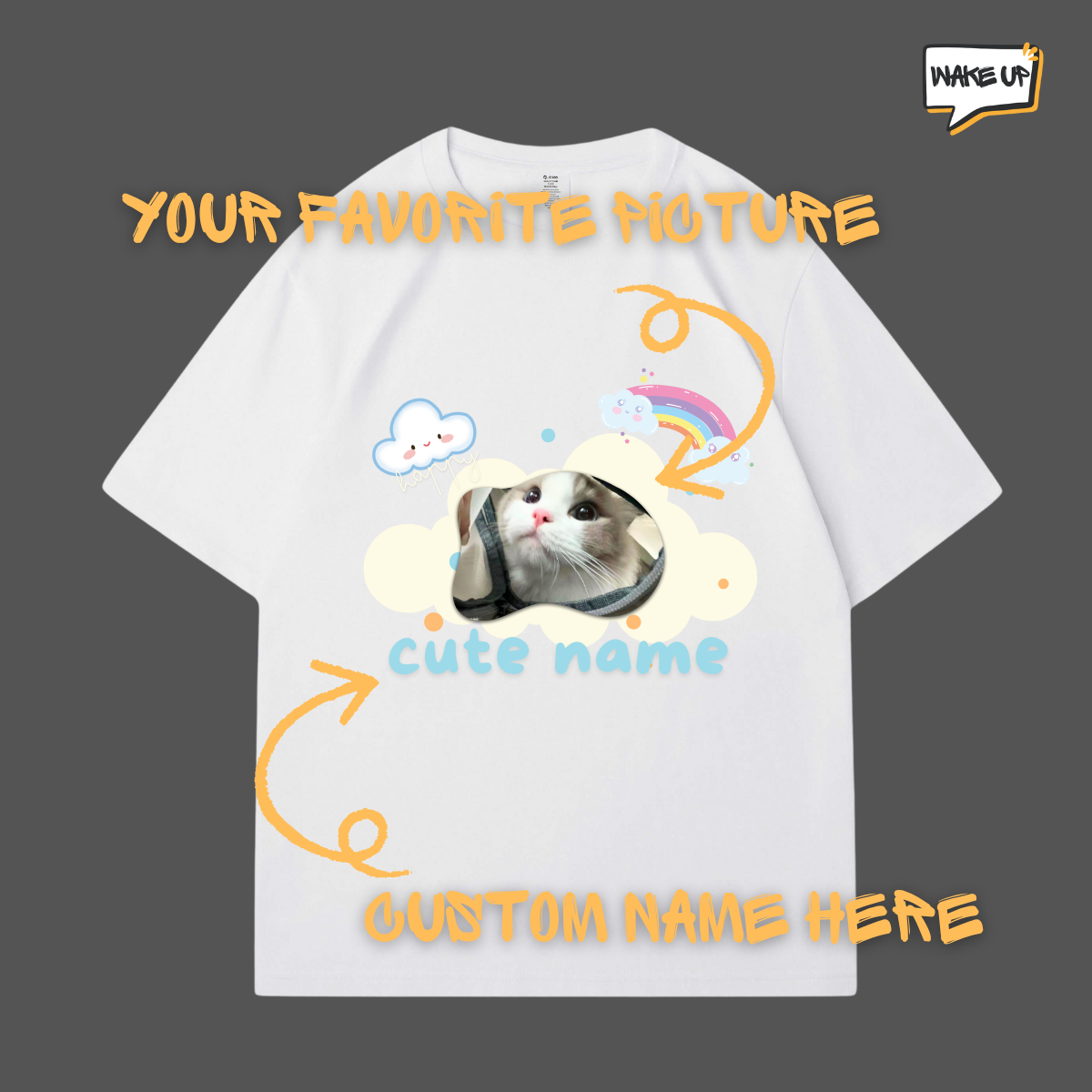 Cute Cloud Pet Avatar Custom Pet's Name T-Shirt